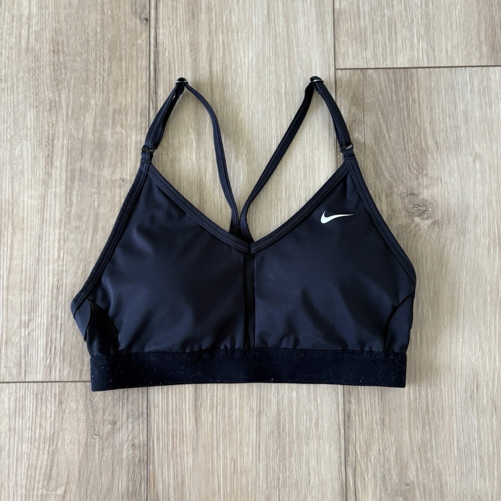 Nike Women's Sports Bra V-Neck Size Small S Adjustable Black